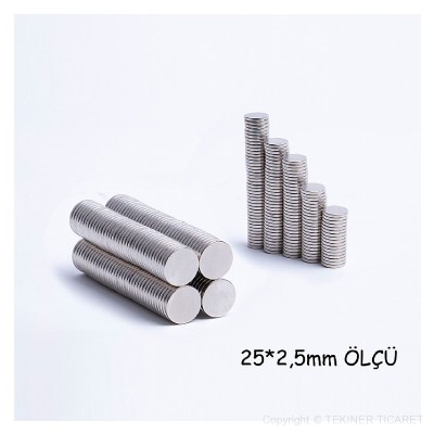 25*2,5 mm Neodyum Mknats