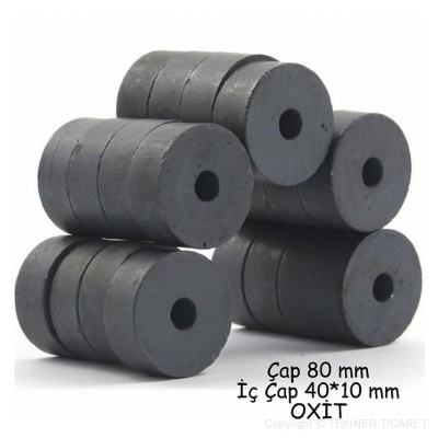 ap 80 mm  ap 40*10 mm Delikli Oxit Mknats